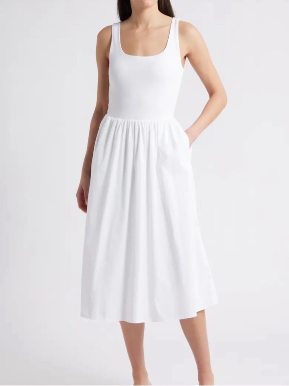 Spanx Smooth Jersey Mix Media Dress In Classic White NWT Size Medium